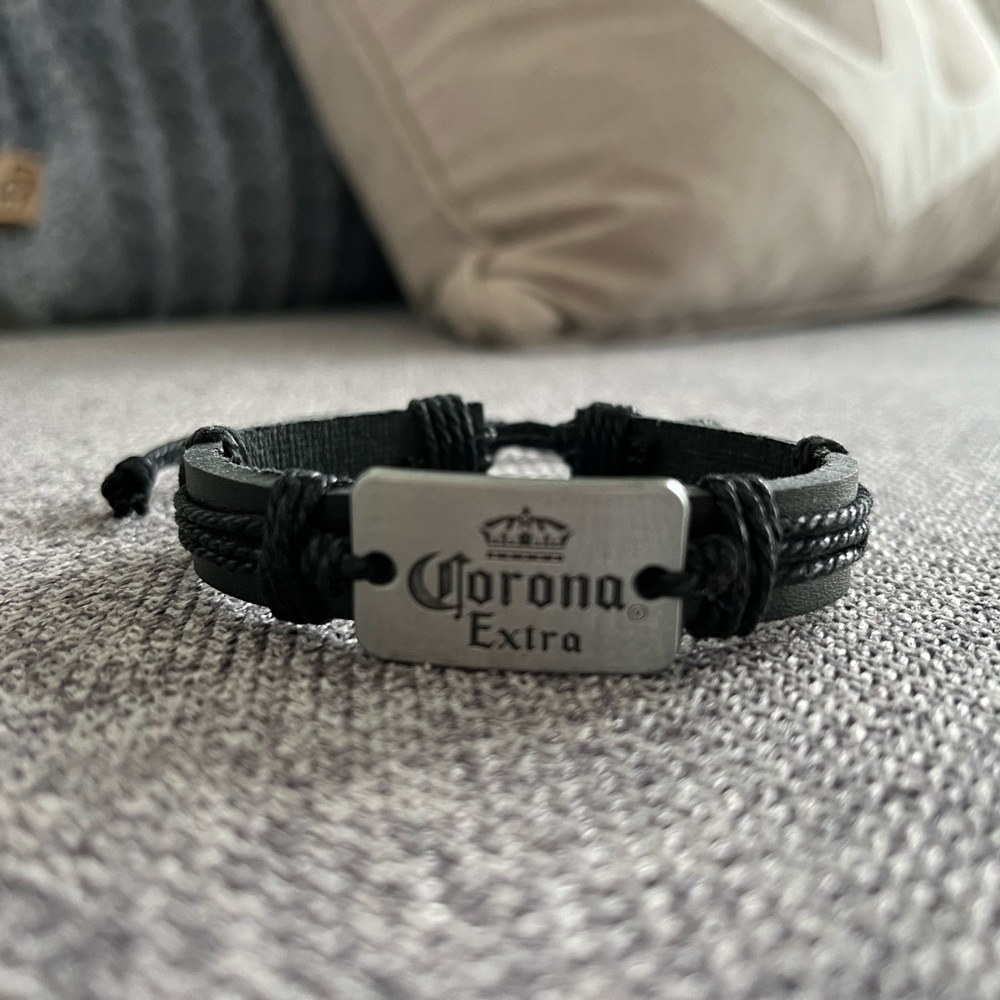 CORONA EXTRA Silver & Black Adjustable Unisex Bracelet